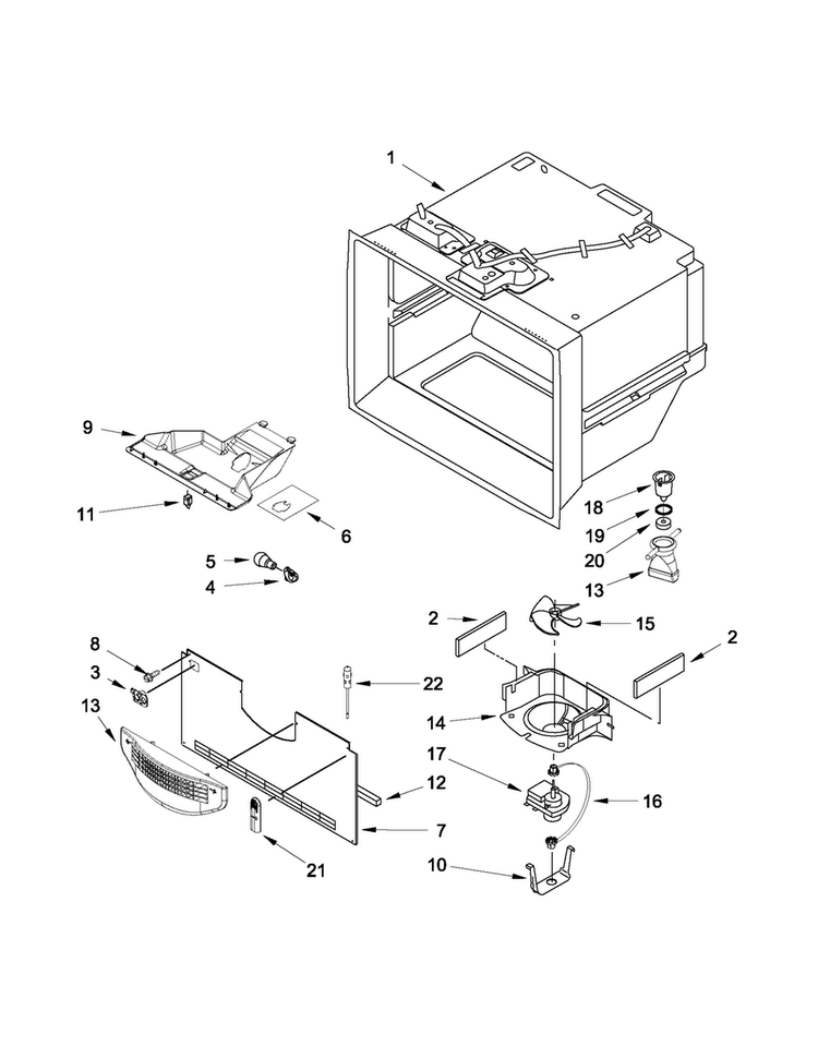 Freezer Liner Parts Diagram and Parts List for MBR1953XES3  Maytag Refrigerator