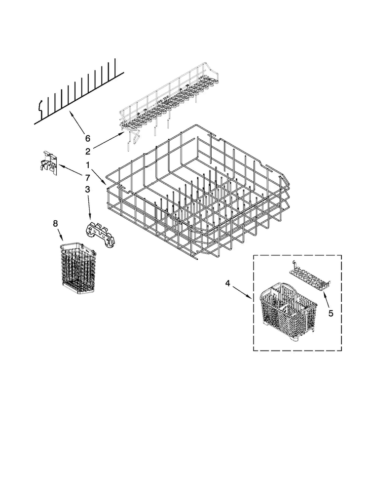 Lower Rack Parts Diagram and Parts List for MDB8959SAS0  Maytag Dishwasher
