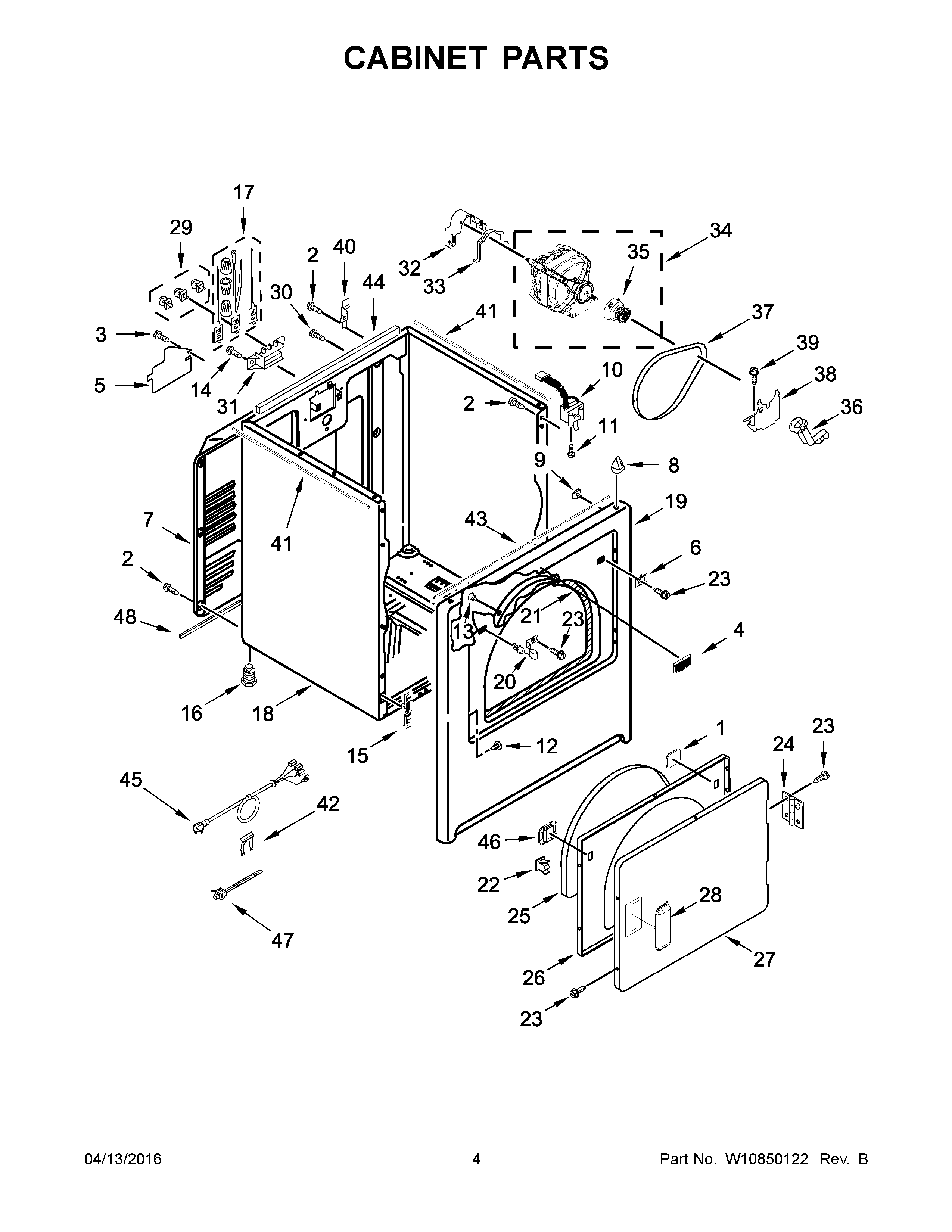 03 - CABINET PARTS Diagram and Parts List for YMEDX6STBW1  Maytag Dryer