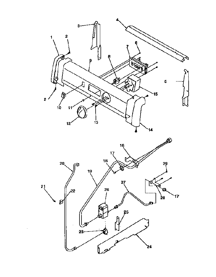 Backguard And Gas Supply Diagram and Parts List for ARG7301L-P1143330NL  Amana Range