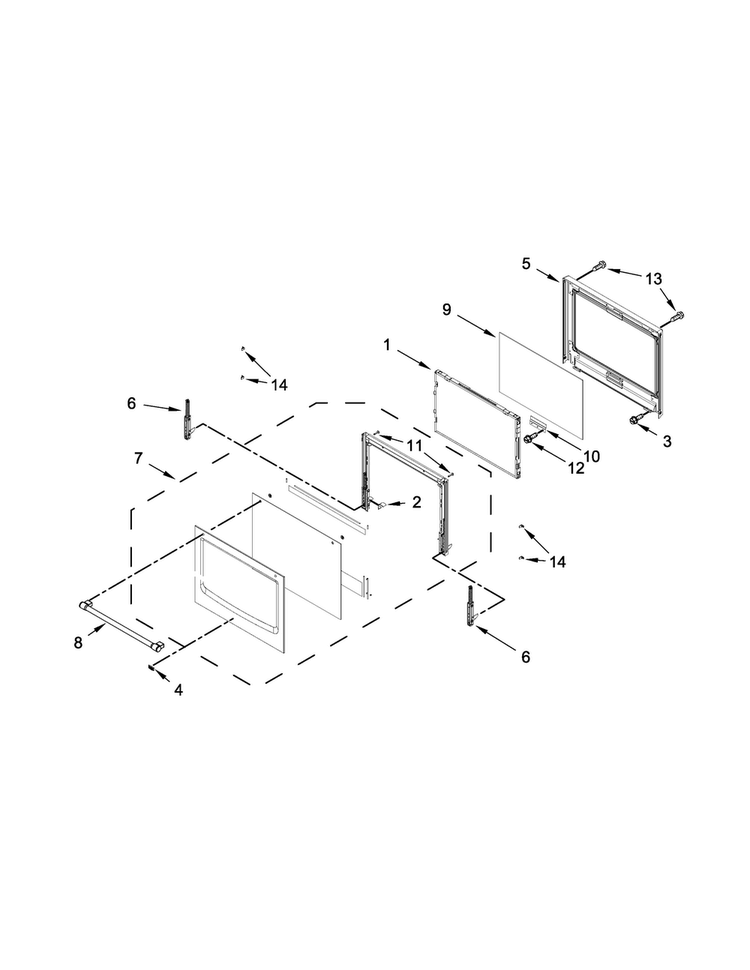 Lower Oven Door Parts Diagram and Parts List for MEW9627DS00  Maytag Wall Oven