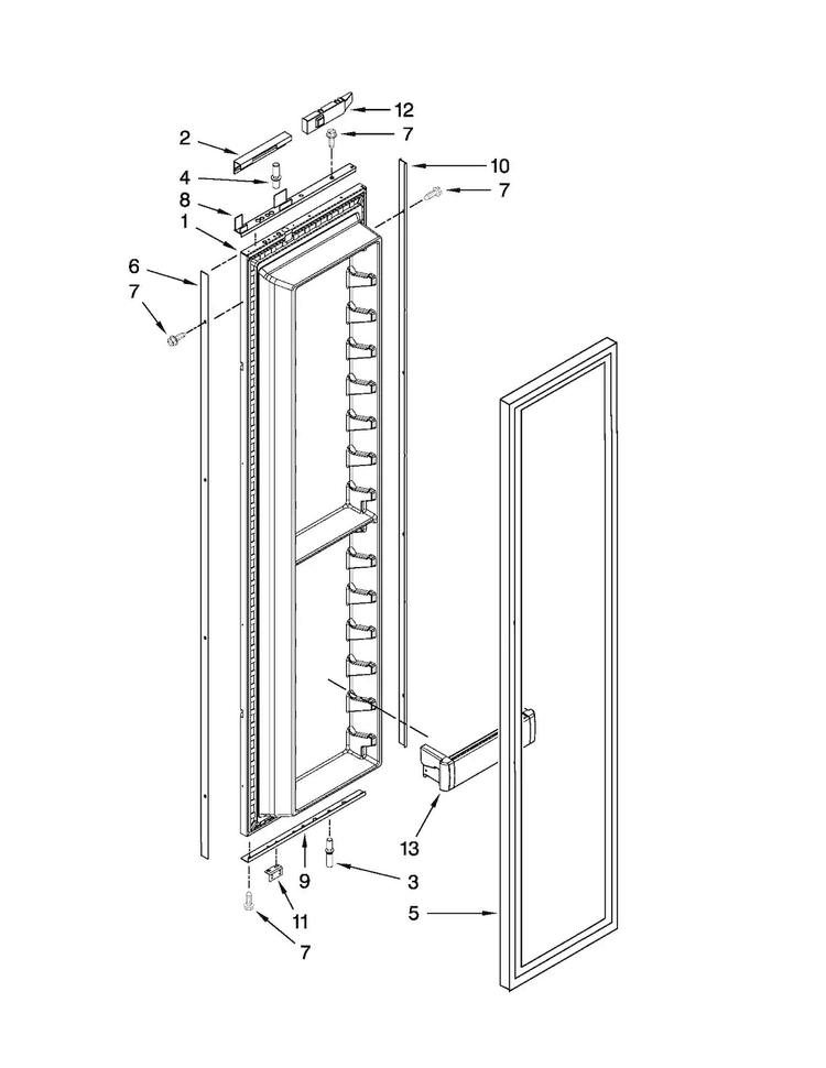 Freezer Door Parts Diagram and Parts List for JS42NXFXDW01  Jenn-Air Refrigerator