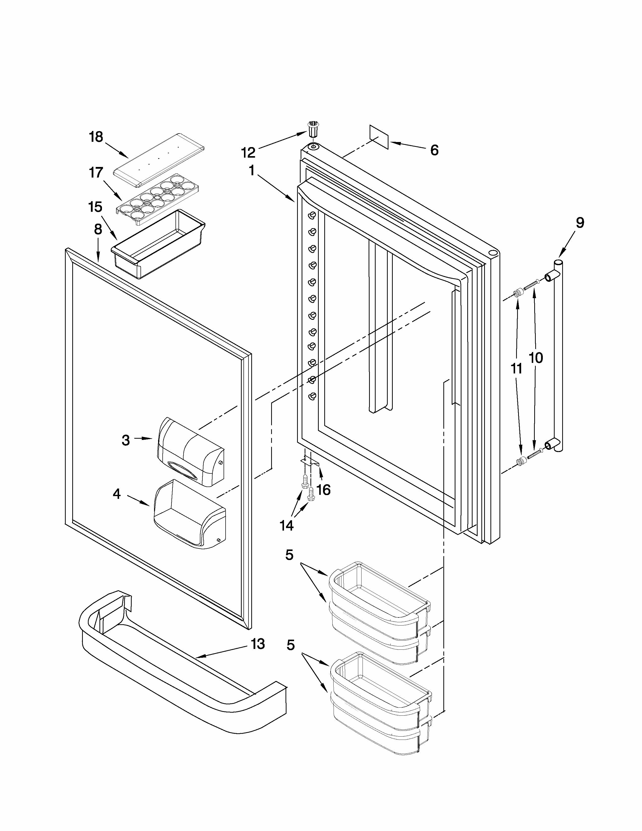 Refrigerator Door Parts Diagram and Parts List for GB2526LEKS6  Amana Refrigerator