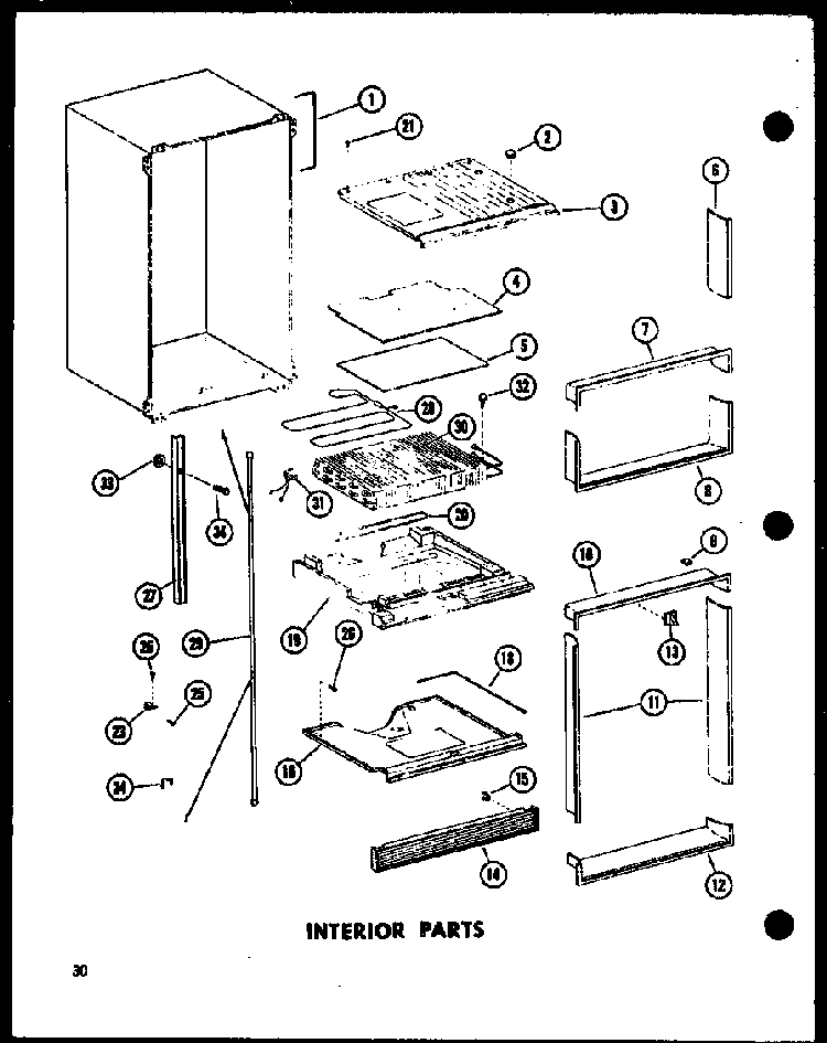 Interior Parts Diagram and Parts List for TC18E-L-P74660-14WL  Amana Refrigerator