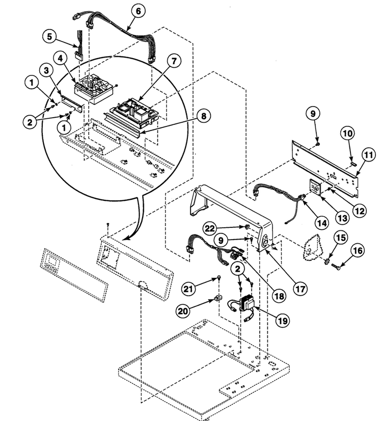 Controls Diagram and Parts List for SDEH07QJ1500  Speed Queen Dryer