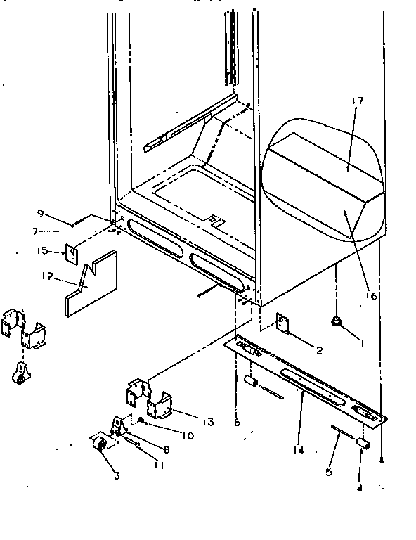 Cabinet Bottom Diagram and Parts List for TR21S4E-P1196103WE  Amana Refrigerator