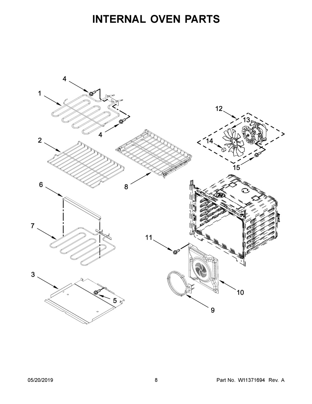 Internal Oven Parts Diagram and Parts List for MMW9730FZ05  Maytag Microwave Oven Combo