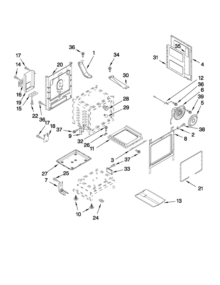 Chassis Parts Diagram and Parts List for MGR5765QDS1  Maytag Range