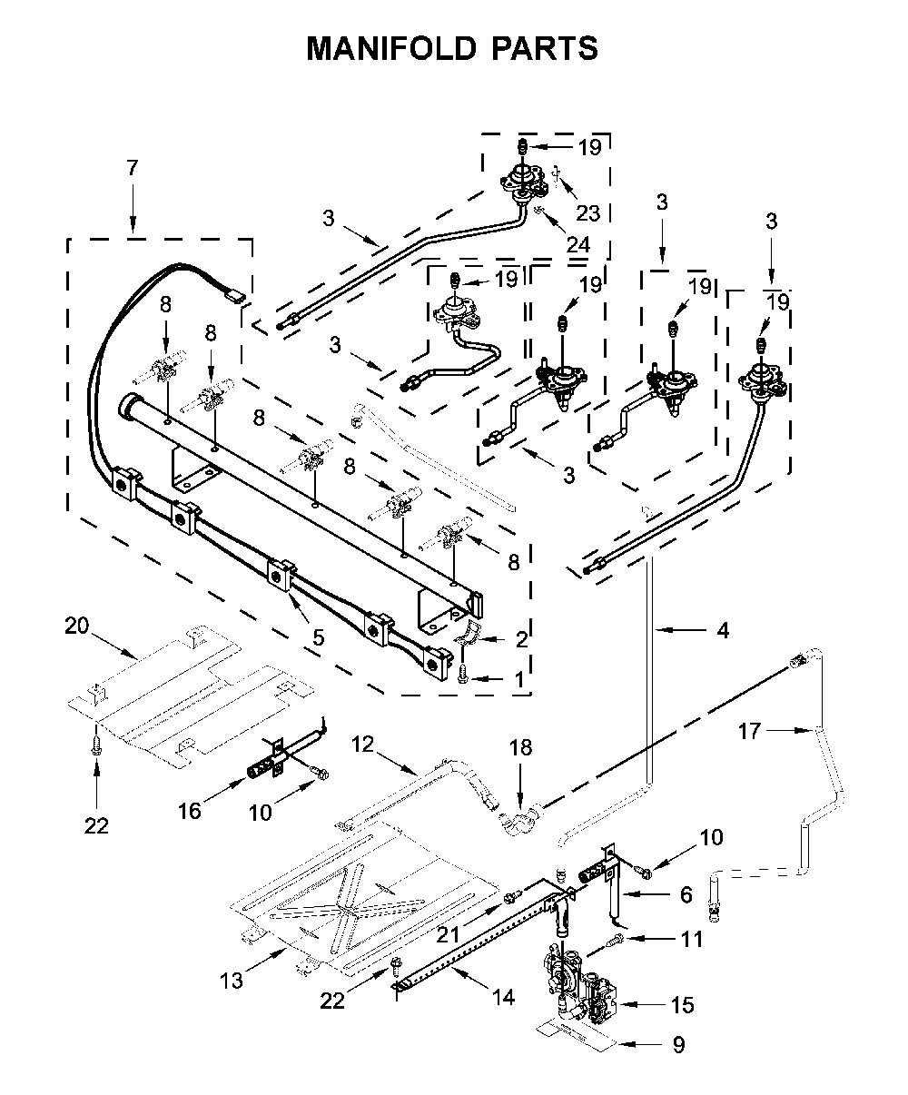 Manifold parts Diagram and Parts List for MGR6600FW2  Maytag Range