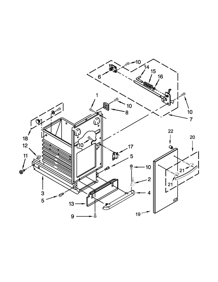 Container Parts Diagram and Parts List for TC707S4  Jenn-Air Trash Compactor