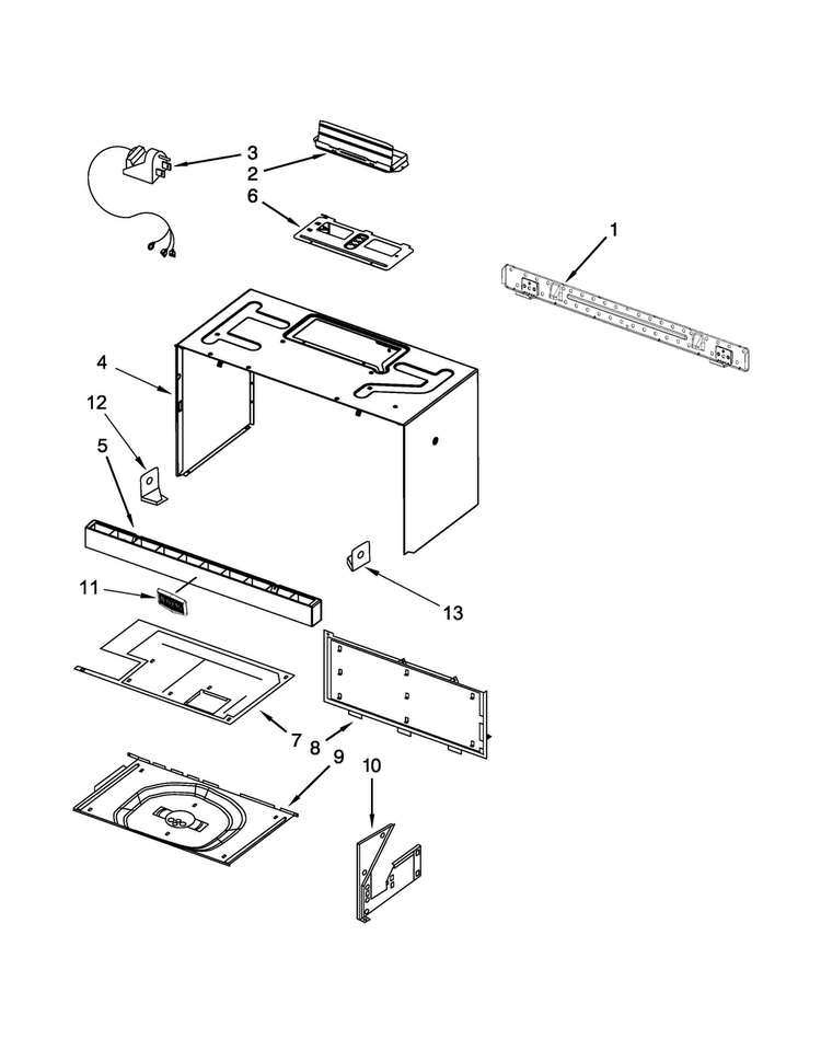 Cabinet And Installation Parts Diagram and Parts List for MMV6180WS2  Maytag Microwave