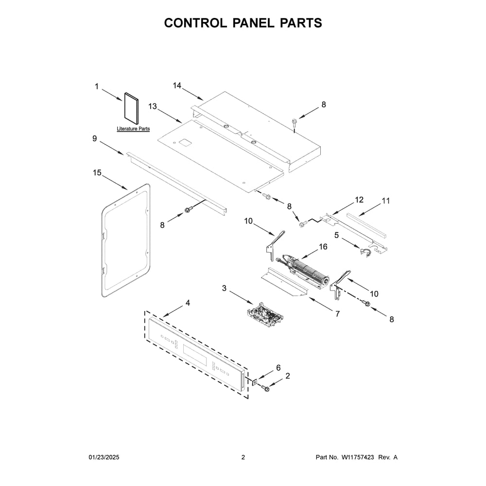 Control Panel Parts Diagram and Parts List for JOECC530RM00  Jenn-Air Microwave Oven Combo