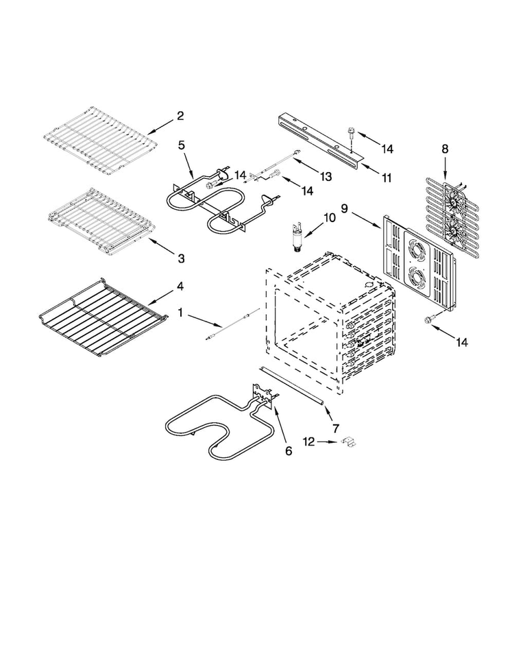 Internal Oven Parts Diagram and Parts List for JMW3430WS00  Jenn-Air Microwave