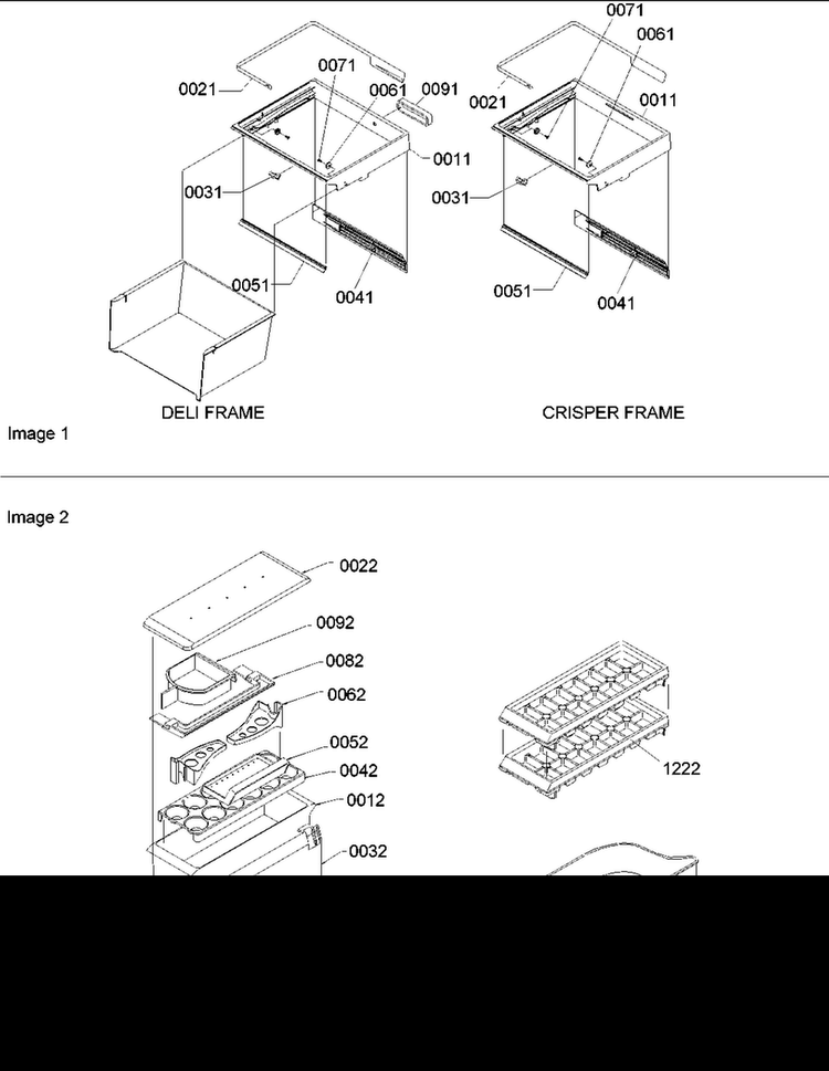 Crisper & Deli Frame Assy Diagram and Parts List for BB20VPSE-P1321302WE  Amana Refrigerator