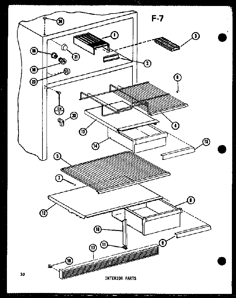 Interior Parts Diagram and Parts List for TM14G-1-L-P75658-13WL  Amana Refrigerator