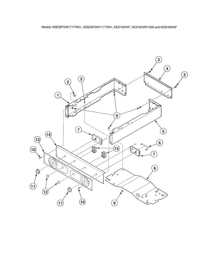 Control Panel-stacked Models Diagram and Parts List for ADE30RGS171TW01  Speed Queen Dryer