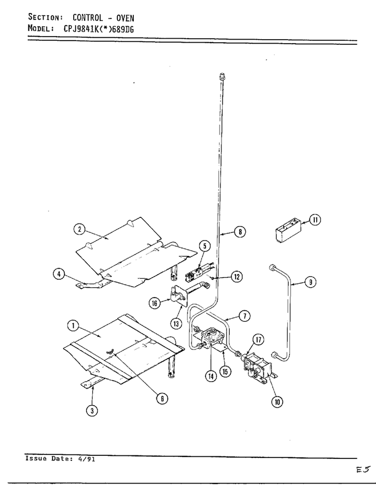 Control - Oven Diagram and Parts List for CPJ9841K(*)689DG  Hardwick Range