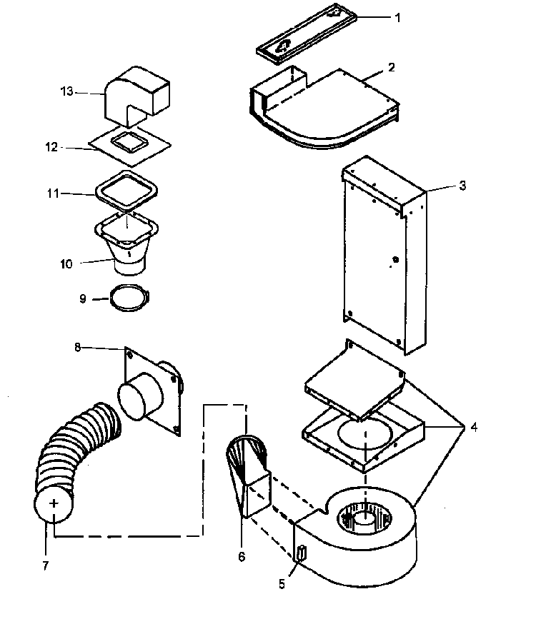 Ventilation Parts Diagram and Parts List for CC13W P1155203S Amana Range