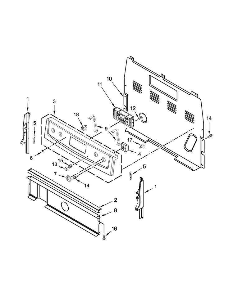 Control Panel Parts Diagram and Parts List for 4KAER7685EW0  Amana Range