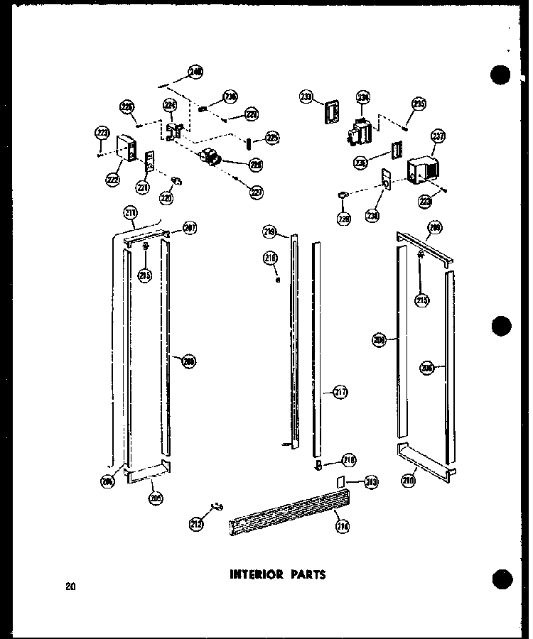 Interior Parts Diagram and Parts List for SD19A-C-P60350-7WC  Amana Refrigerator