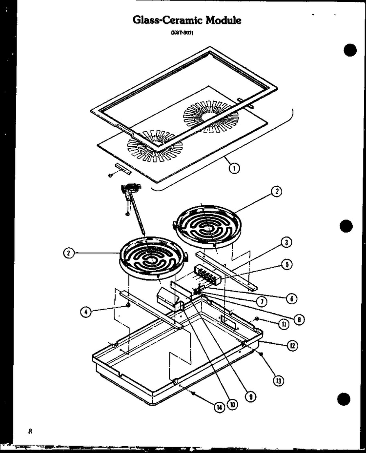 Glass-ceramic Module Diagram and Parts List for AKD-1 P85558-1S Amana Range
