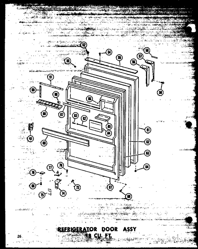 Refrigerator Door Assy 18 Cu. Ft. Diagram and Parts List for T16W-P60303-53W  Amana Refrigerator