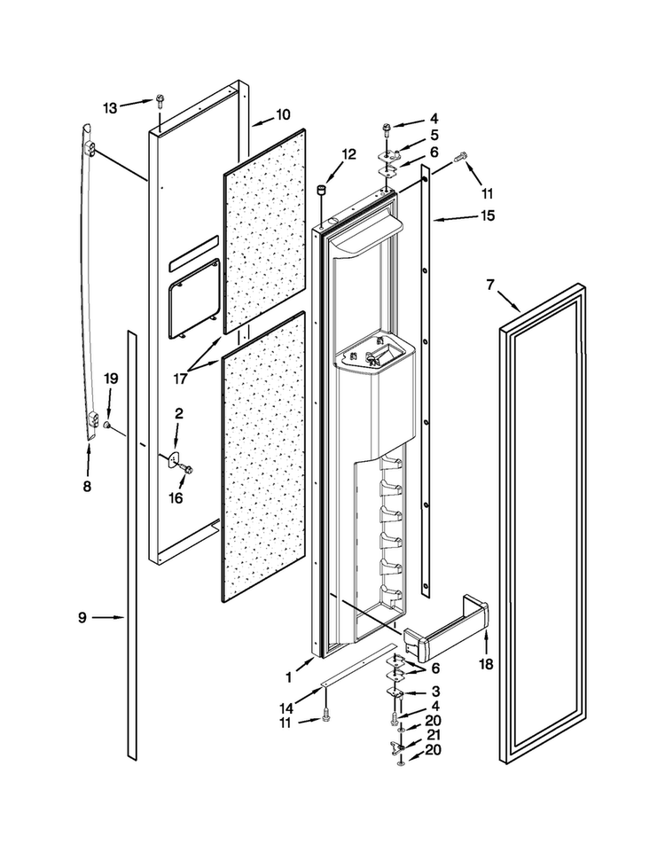 Freezer Door Parts Diagram and Parts List for JS42SEDUDW15  Jenn-Air Refrigerator
