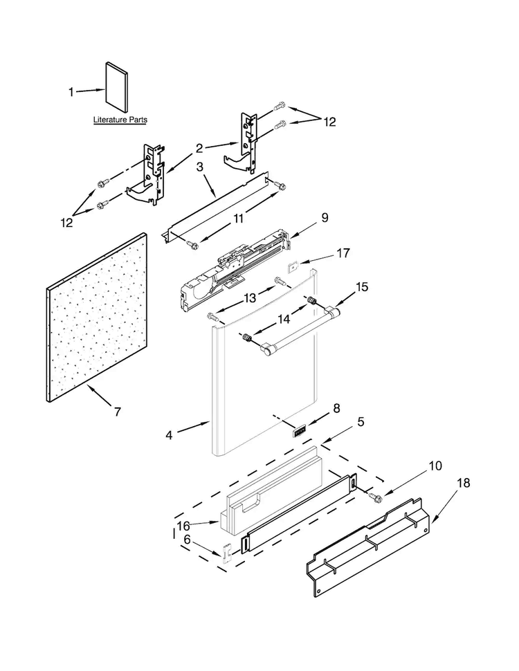 Door And Panel Parts Diagram and Parts List for MDB8969SDE1  Maytag Dishwasher
