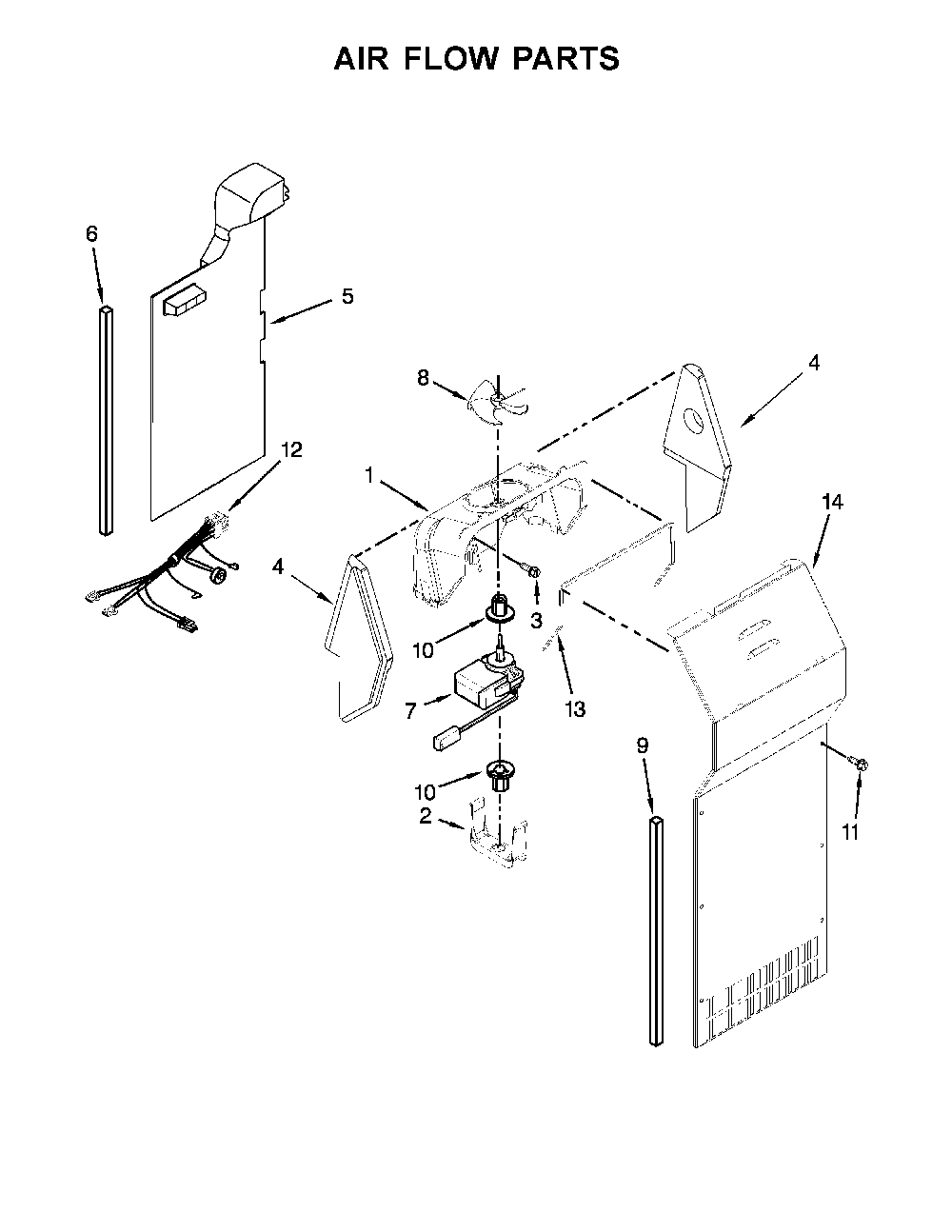 Air Flow Parts Diagram and Parts List for 10641179710  Kenmore Refrigerator