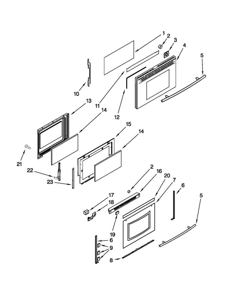 Door Parts Diagram and Parts List for JDR8880RDB1  Jenn-Air Range