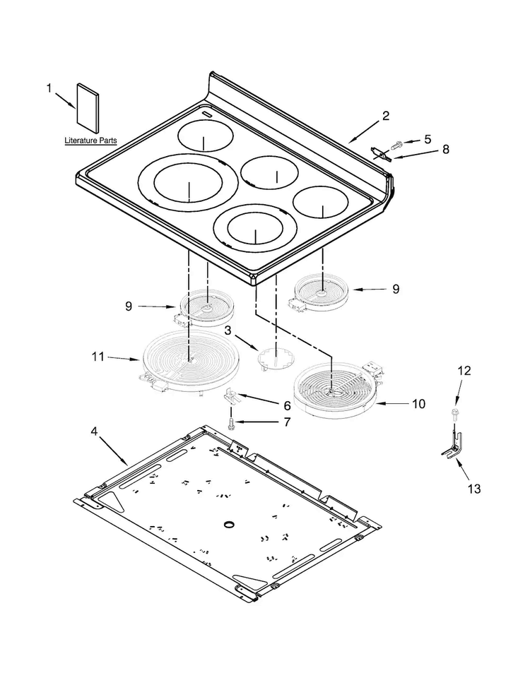 Cooktop Parts Diagram and Parts List for MER7664XW2  Maytag Range