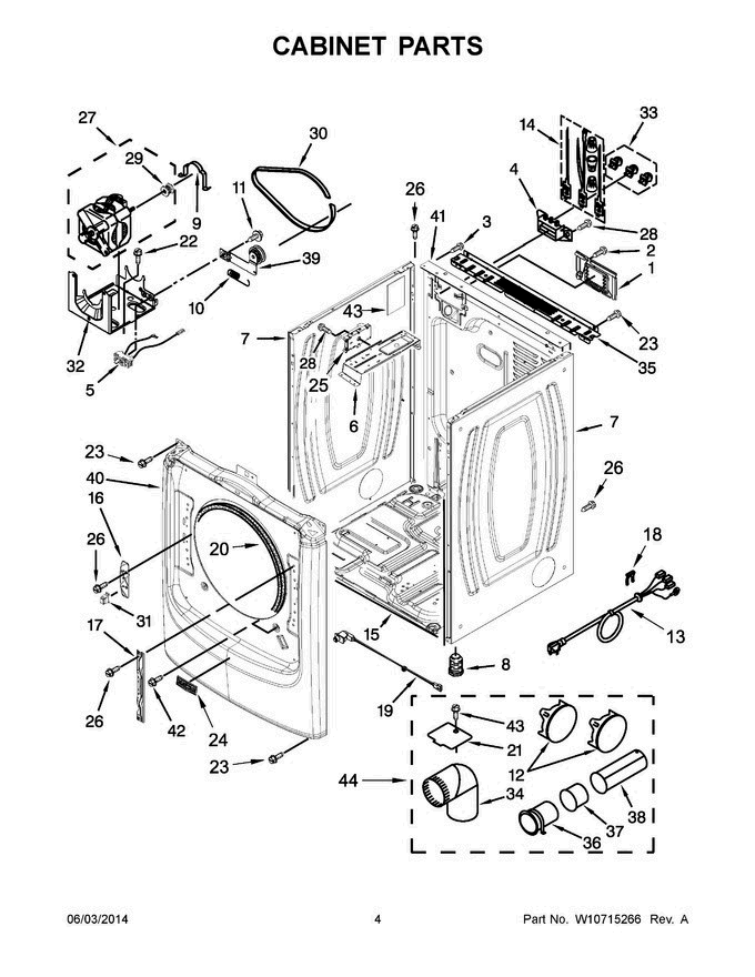 03 - Cabinet Parts Diagram and Parts List for YMED8100DC0  Maytag Dryer