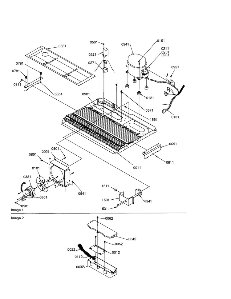 Machine Compartment Diagram and Parts List for SXD22S2L-P1303512WL  Amana Refrigerator