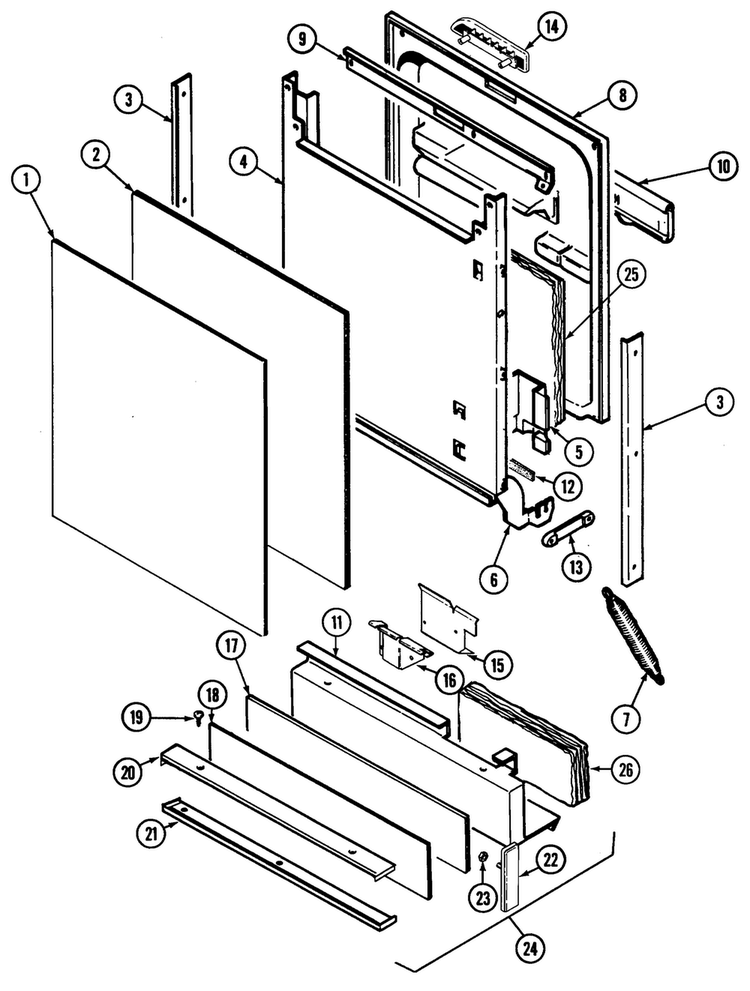 Door Diagram and Parts List for OEMM1-CDU5JV  Crosley Dishwasher