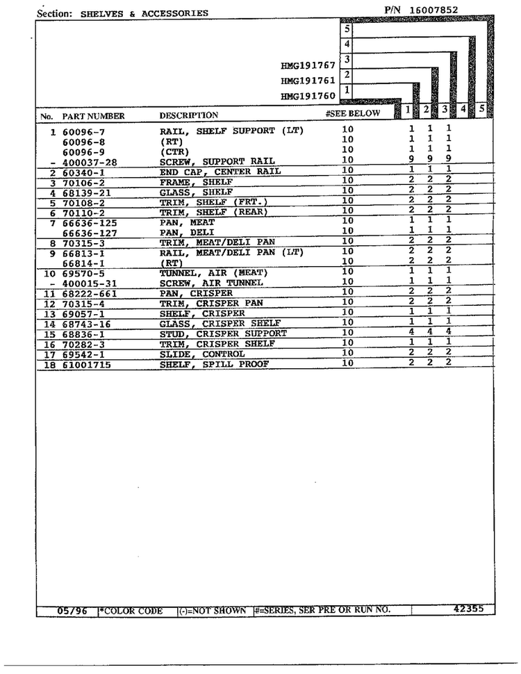 Shelves/accessories Page 2 Diagram and Parts List for HMG191760  Admiral Refrigerator