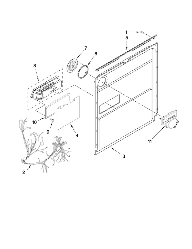 Inner Door Parts Diagram and Parts List for MDB4709PAB1  Maytag Dishwasher