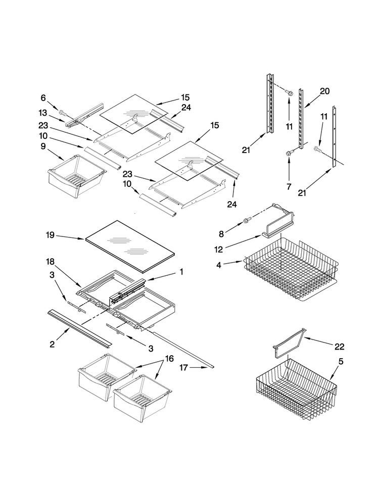 Shelf Parts Diagram and Parts List for ABB2222FED2  Amana Refrigerator