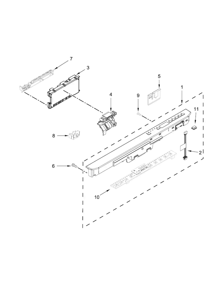 Control Panel And Latch Parts Diagram and Parts List for MDB8959SFZ0  Maytag Dishwasher