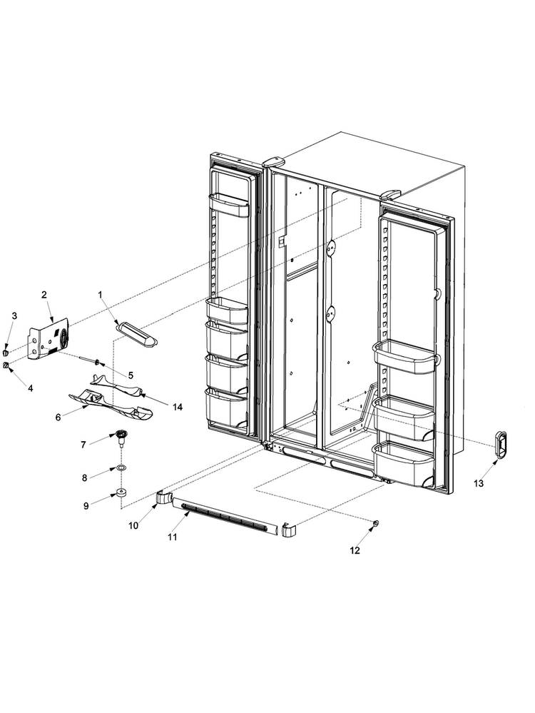 Light Covers And Toe Grille Diagram and Parts List for PSD268LGEB-PPSD268LGEB0  Maytag Refrigerator