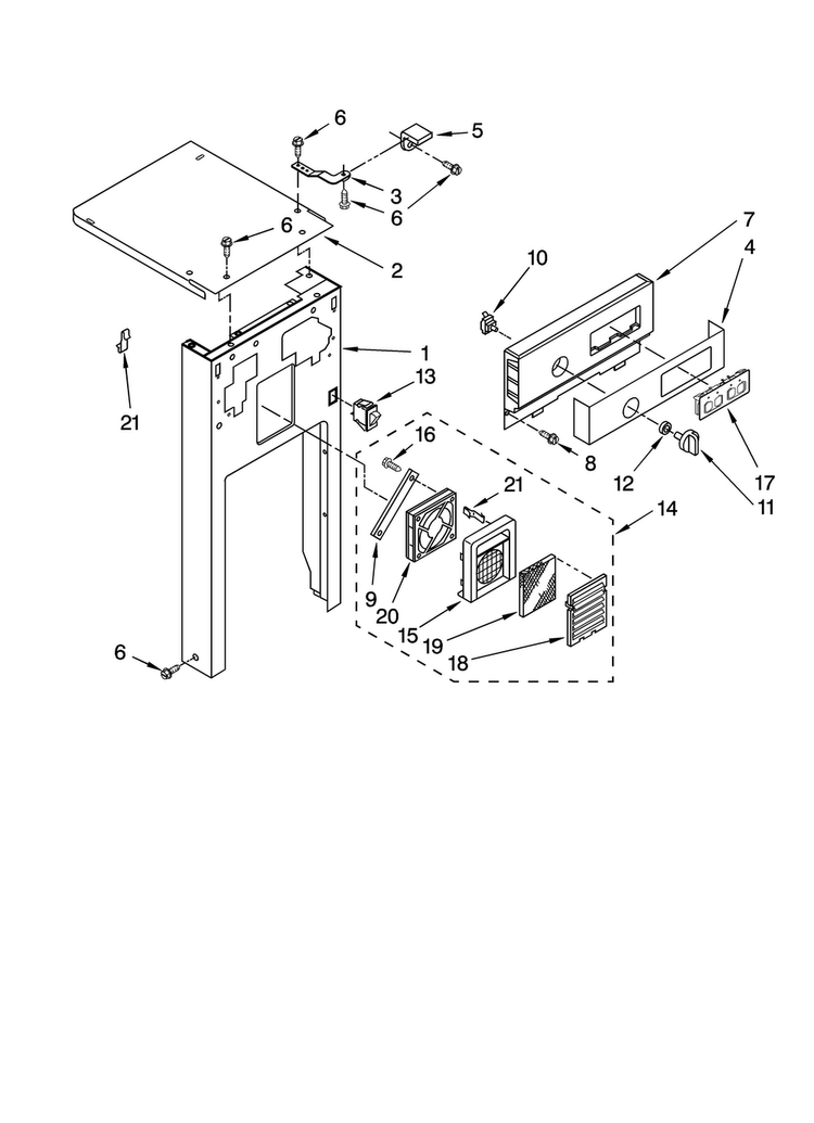 Panel And Control Parts Diagram and Parts List for MTUC7000AWB0  Maytag Trash Compactor