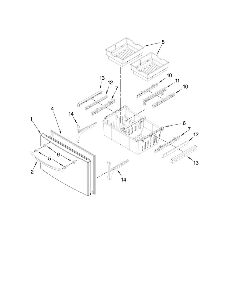 Freezer Door Parts Diagram and Parts List for MFI2269VEM3  Maytag Refrigerator