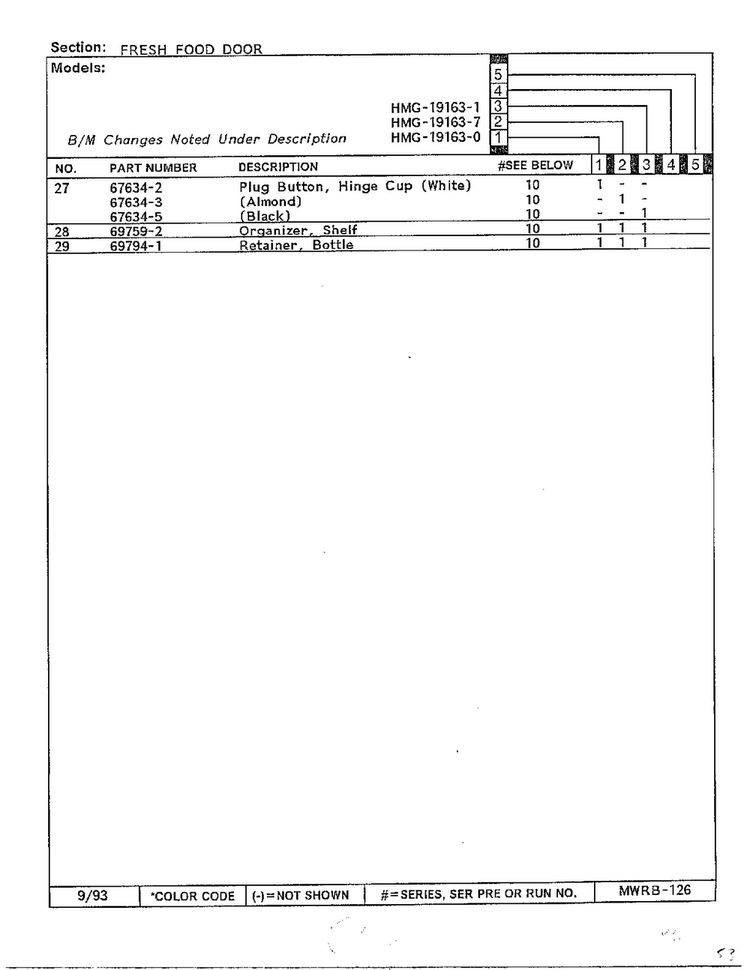 Fresh Food Door Page 3 Diagram and Parts List for 19163-0A  Admiral Refrigerator