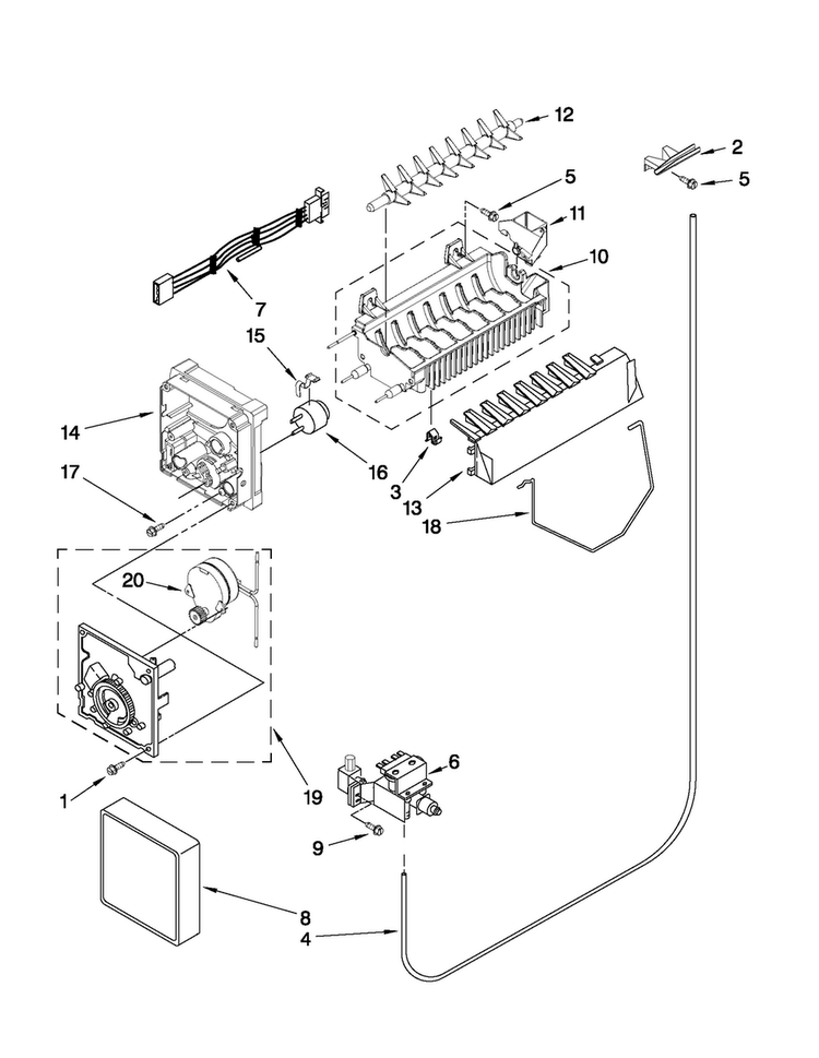 Icemaker Parts Diagram and Parts List for MSD2272VES02  Maytag Refrigerator