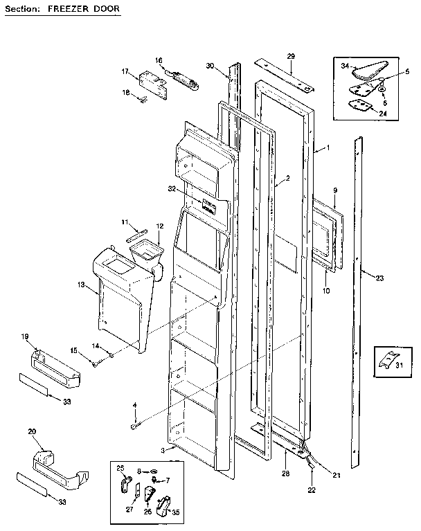 Freezer Door Diagram and Parts List for JRSD246B MCQ82A Jenn-Air Refrigerator
