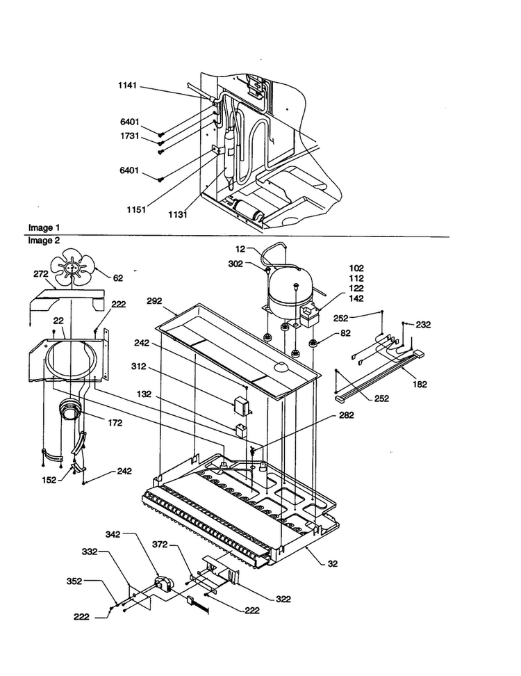 Machine Compartment Diagram and Parts List for BC21VW-P1325016WW  Amana Refrigerator