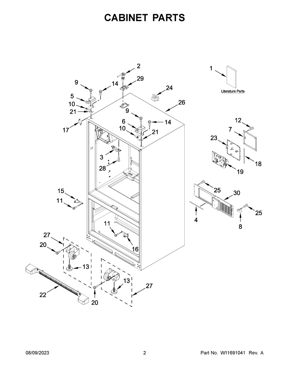 Cabinet Parts Diagram and Parts List for MFI2570FEZ14  Maytag Refrigerator