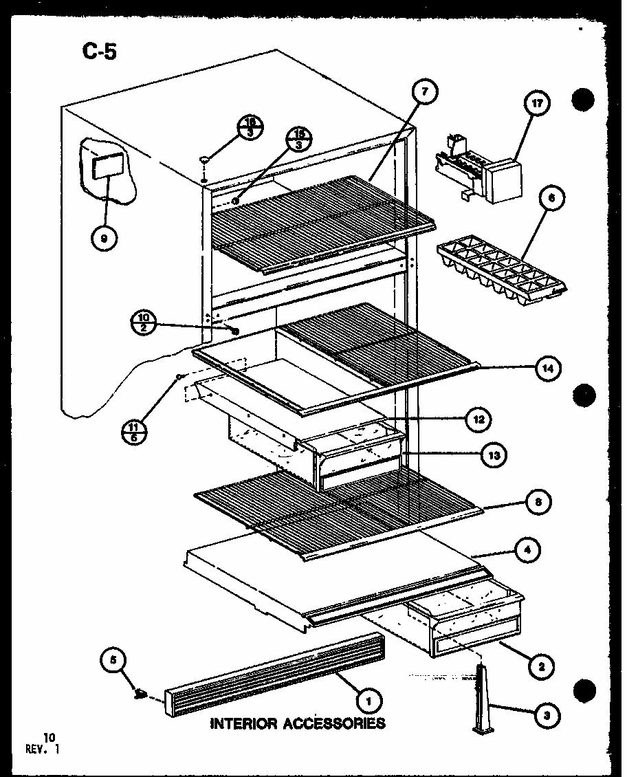 Interior Accessories (tm20g/p75535-17w) Diagram and Parts List for TC20G-P756512-11W  Amana Refrigerator