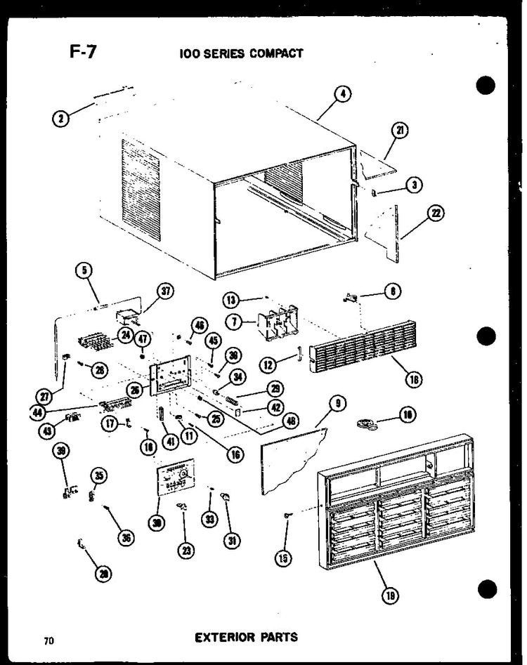 Exterior Parts Diagram and Parts List for 113-5NE P54975-62R Amana Air Conditioner