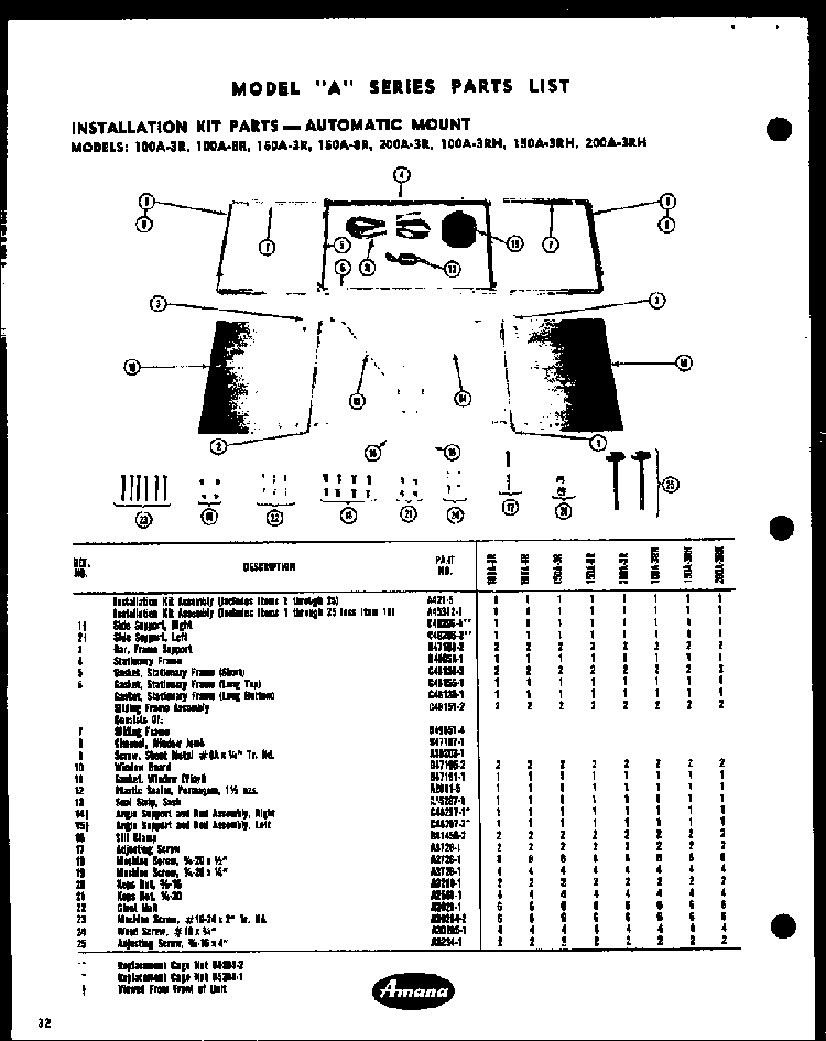 Section 11 Diagram and Parts List for 200C-8R  Amana Air Conditioner