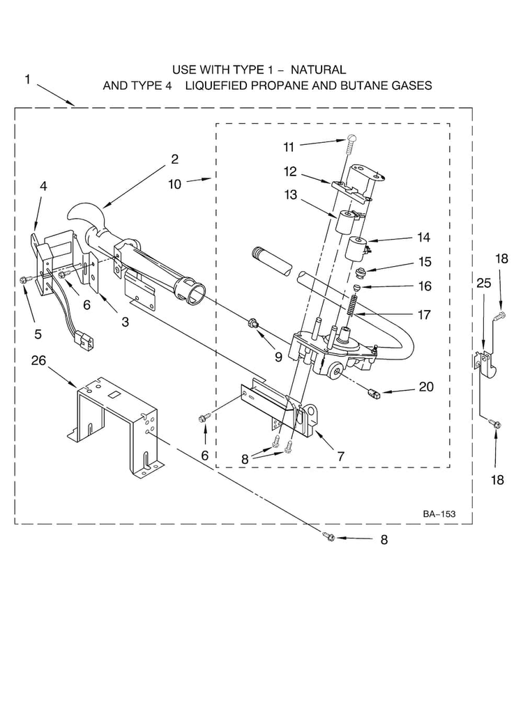 8576353 Burner Assembly Diagram and Parts List for MGDE300VF0  Maytag Dryer